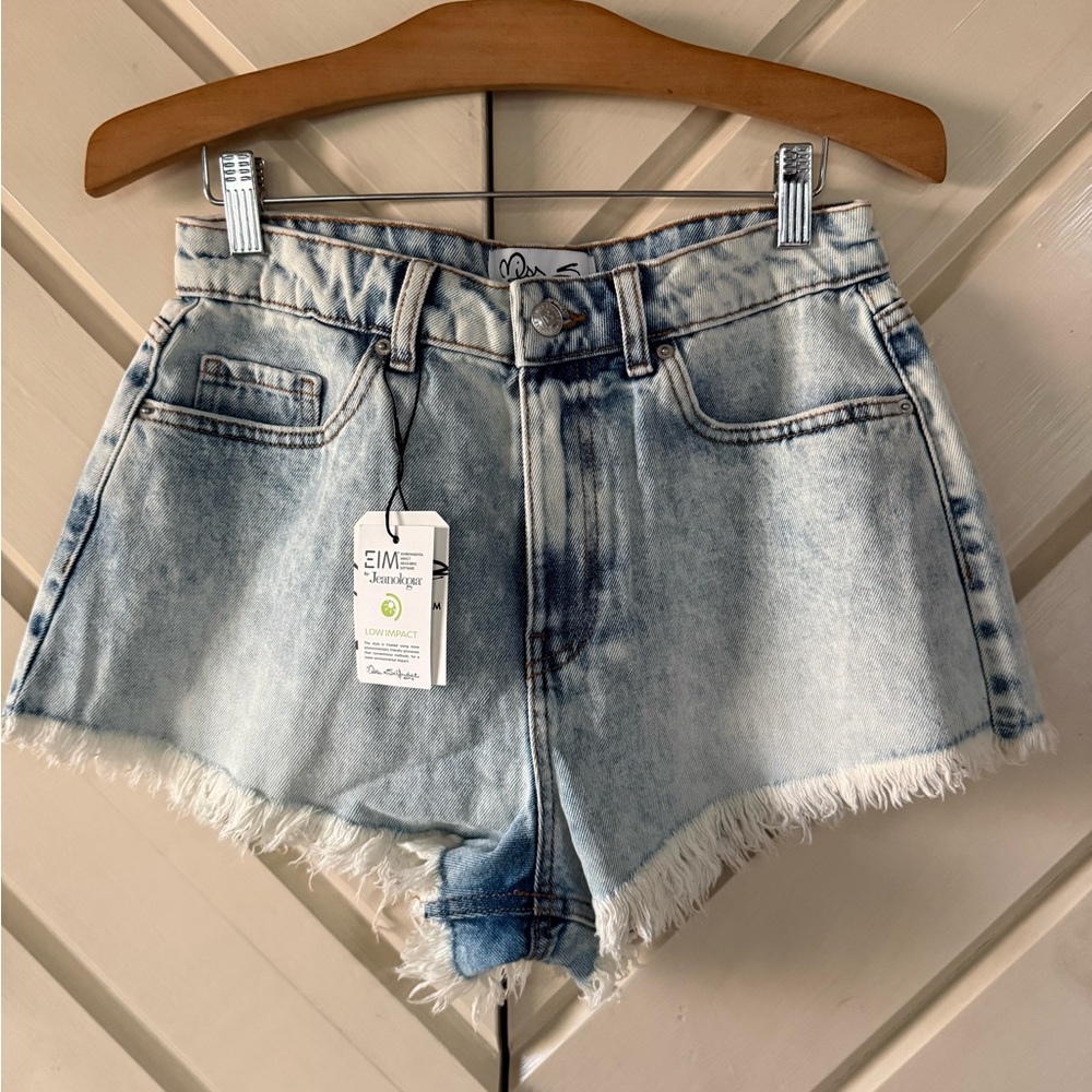 Miss Selfridge Light Blue Frayed Hem Denim Shorts